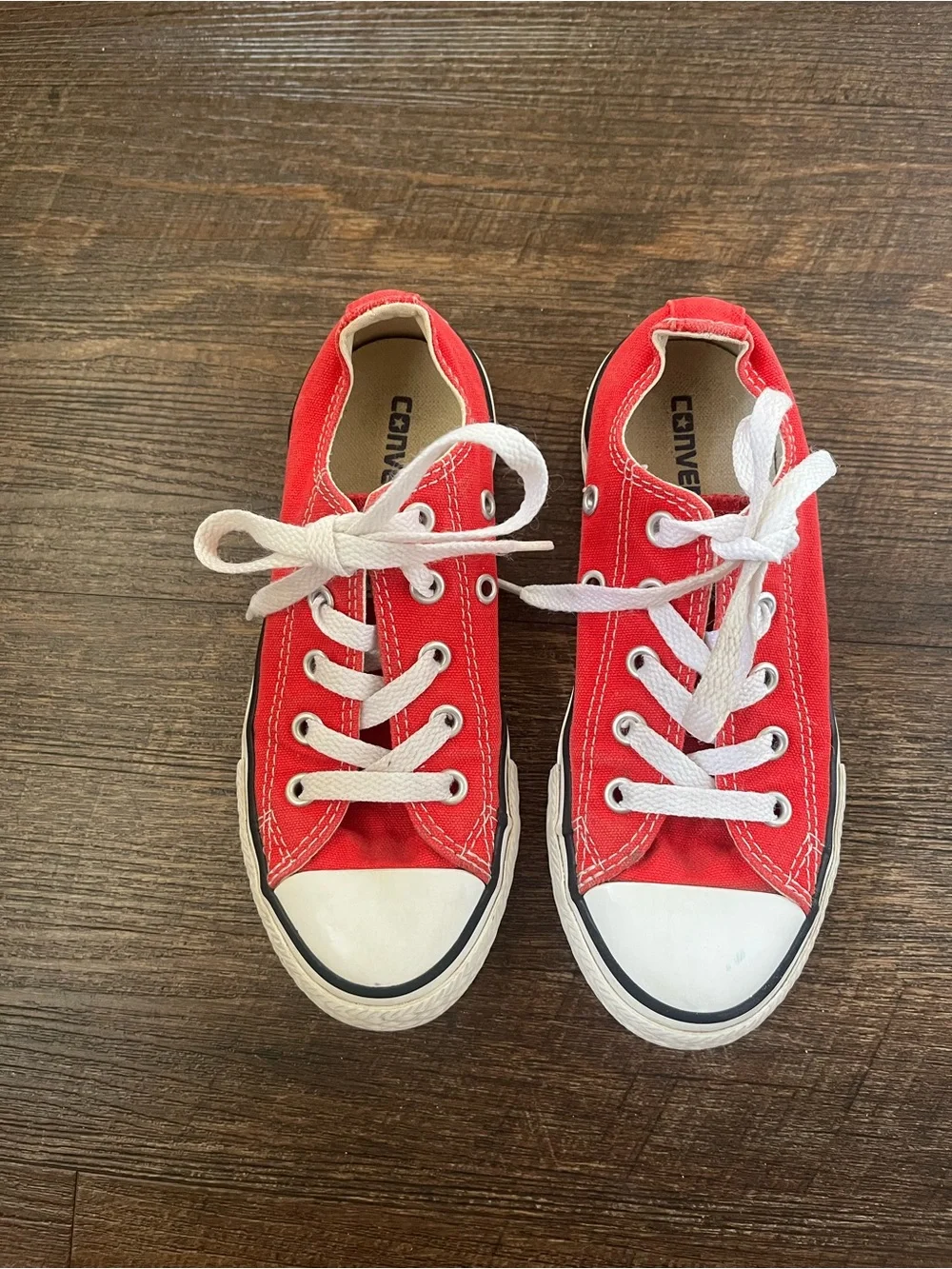 Converse Kids Red Canvas Low-Top Sneakers with White Laces
